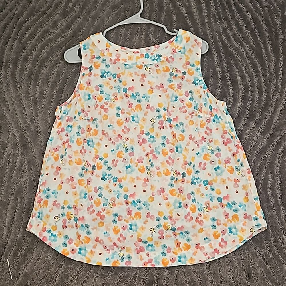 Talbot Women's size X light weight sleeveless shirt, floral with bees - Picture 4 of 15